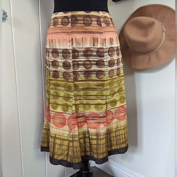 Talbots Dot Geometric Pattern Skirt 12 Fairycore Barncore Whimsigoth Boho - Picture 1 of 10